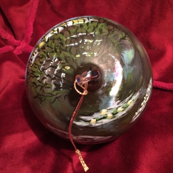 Bloomingdales Impressionists painted glass ornament New Vintage nature landscape - Picture 9 of 9